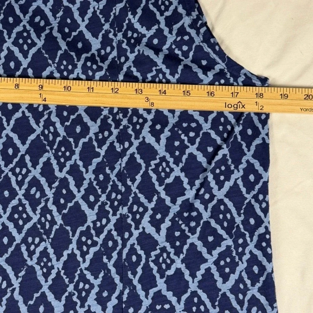 Fresh Produce Blue Geometric Diamond Print Sleeveless Cotton Dress Size Large - Picture 3 of 6
